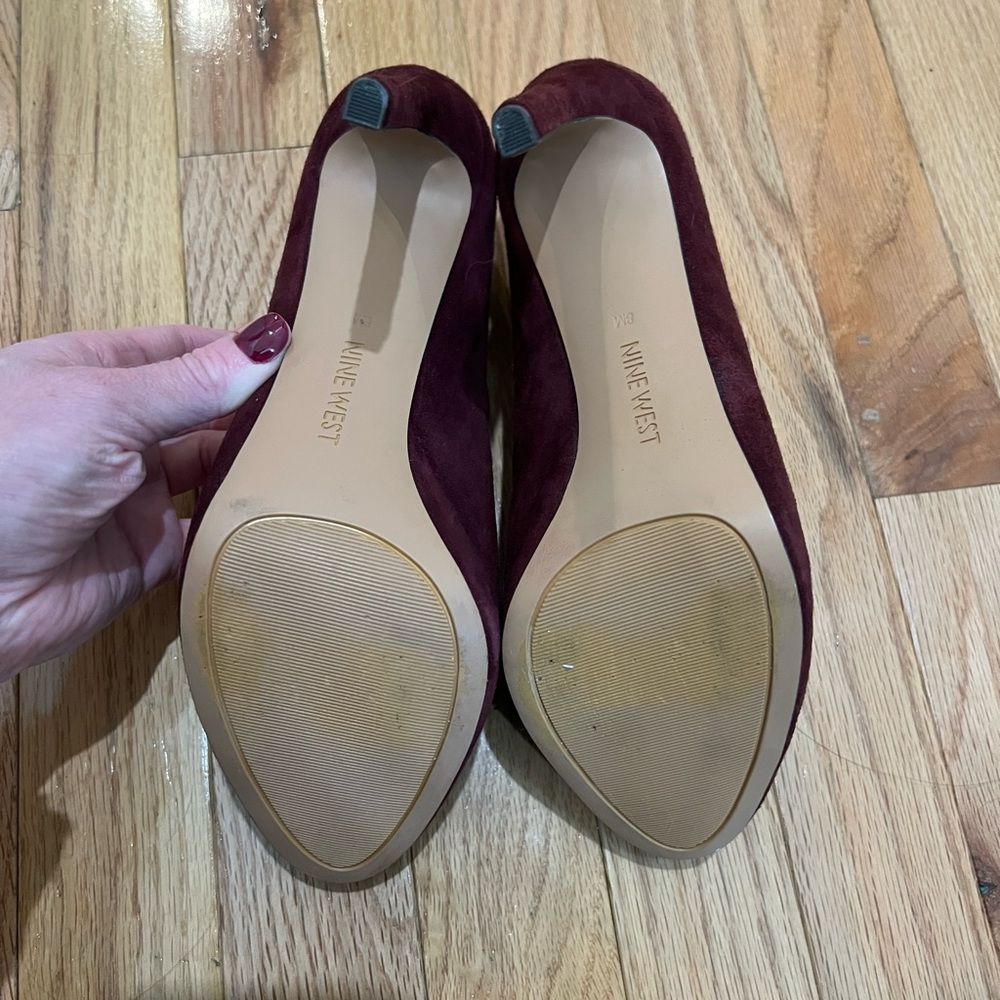 NWOT Nine West Nadya Shoes Burgundy Suede Pumps Heels size 8 - Picture 6 of 6